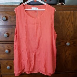 Cristina B Elegant Sleeveless Coral Blouse